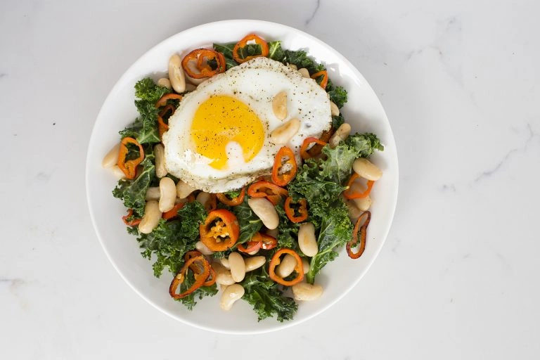 Garlic Kale and White Bean Hash