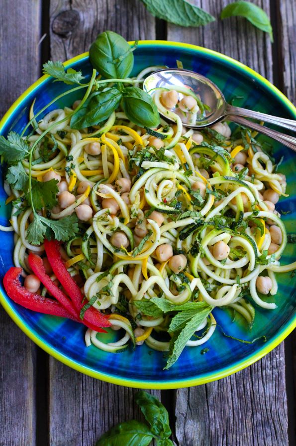 Thai Chickpea Zucchini Noodle Salad